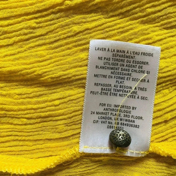 Anthropologie Maeve | Lola Swiss Dot Ruffled Mustard Yellow Blouse Size L - Picture 10 of 11